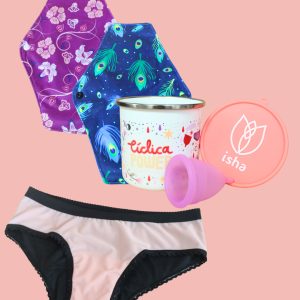 Kit bienestar completo (Copa menstrual + vaso esterilizador + Olla esmaltada + cacheteros clásicos + pack x 2 toallas)